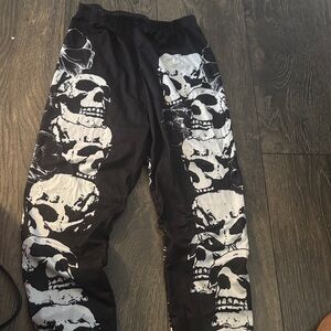 Black Skull Print Pants